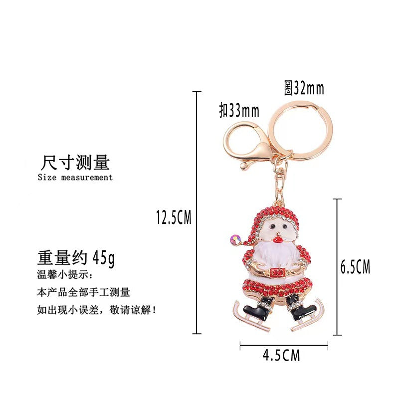 Wholesale Christmas Diamond Inlaid Alloy Keychains